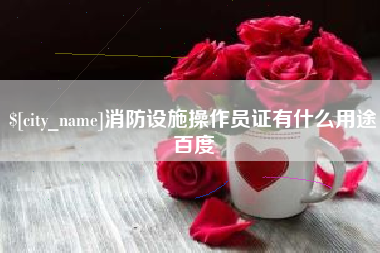 吉安消防设施操作员证有什么用途百度