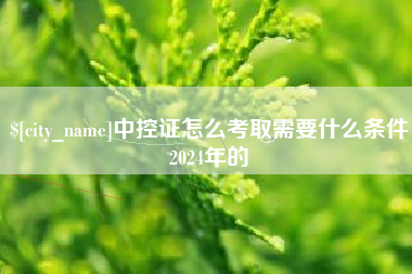 吉安中控证怎么考取需要什么条件2024年的